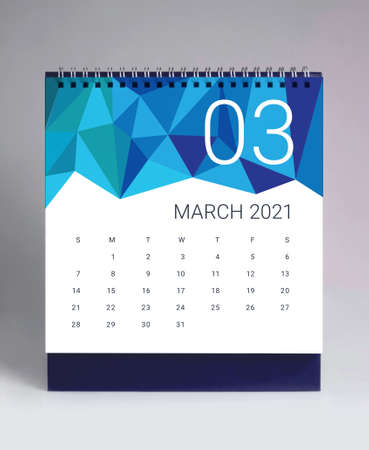 Simple desk calendar for March 2021の写真素材