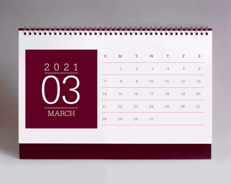 Simple desk calendar for March 2021の写真素材