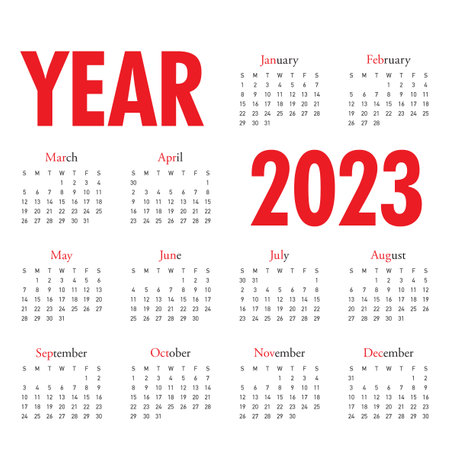 2023 calendar year vector design template, simple and clean designのイラスト素材