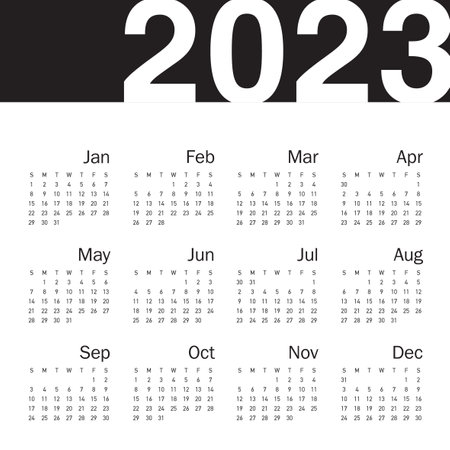 2023 calendar year vector design template, simple and clean designのイラスト素材
