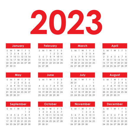 2023 calendar year vector design template, simple and clean designのイラスト素材