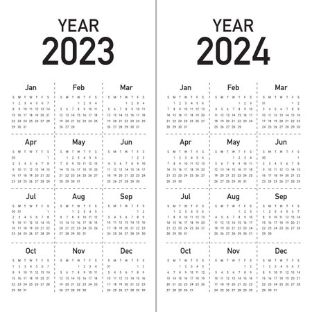 2023 2024 calendar year vector design template, simple and clean designのイラスト素材