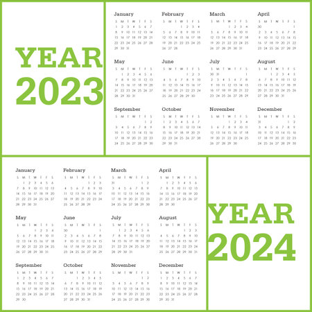 2023 2024 calendar year vector design template, simple and clean designのイラスト素材