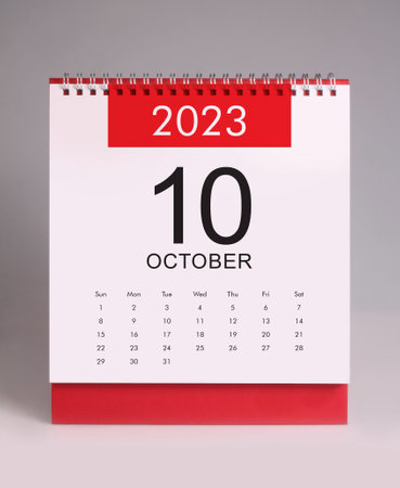 Simple desk calendar for October 2023の写真素材