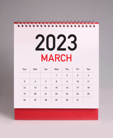 Simple desk calendar for March 2023の写真素材