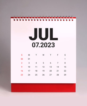 Simple desk calendar for July 2023の写真素材