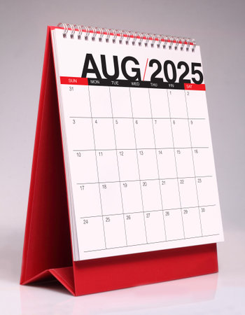 August 2025 desk calendar mockup template designの写真素材