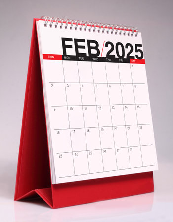 February 2025 desk calendar mockup template designの写真素材