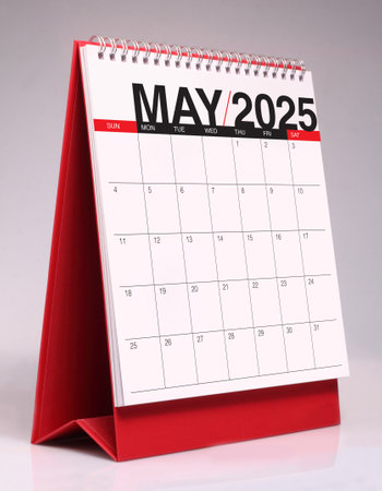 May 2025 desk calendar mockup template designの写真素材