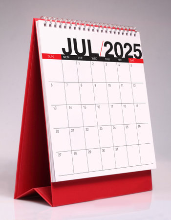July 2025 desk calendar mockup template designの写真素材