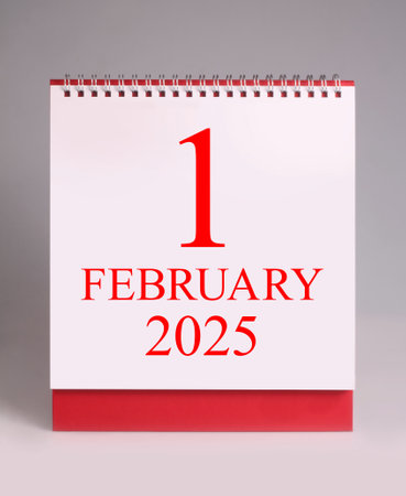 February 2025 desk calendar mockup template designの写真素材