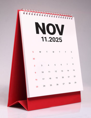 November 2025 desk calendar mockup template designの写真素材