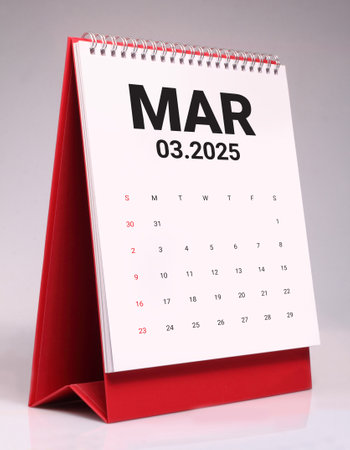 March 2025 desk calendar mockup template designの写真素材