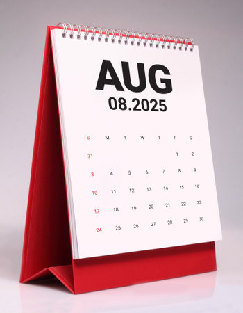 August 2025 desk calendar mockup template designの写真素材