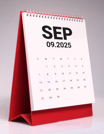 September 2025 desk calendar mockup template designの写真素材