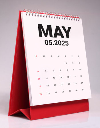May 2025 desk calendar mockup template designの写真素材