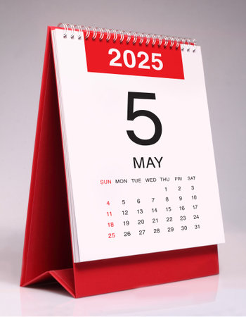 May 2025 desk calendar mockup template designの写真素材