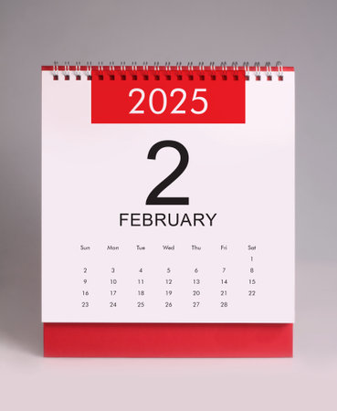February 2025 desk calendar mockup template designの写真素材