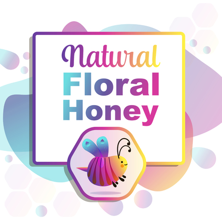 Colorful cartoon bright little bee. Smile and happy insect for kids booksのイラスト素材