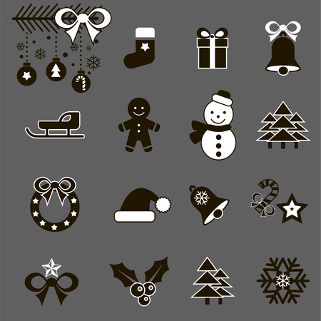Set of Isolated Christmas Icons. Flat Style in Novelty Modern Trendy design. Vector Illustration. Bright Icons Setの写真素材