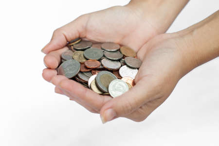 Hand with coins