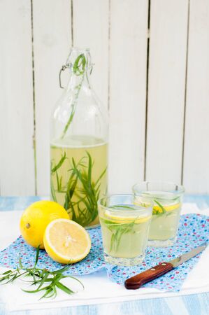 Refreshing Tarragon Lemonade, copy space for your textの写真素材