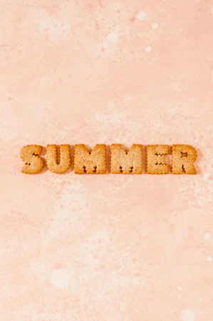 Crackers Arranged as a Word Summer, copy space for textの写真素材