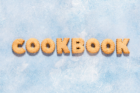 Crackers Arranged as a Word Cookbook, copy space for your textの写真素材