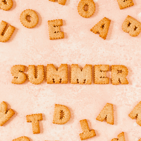 A Lot of Crackers Arranged as a Word Summer, squareの写真素材