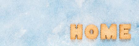 Crackers Arranged as a Word Home, bannerの写真素材