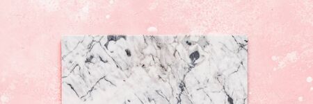 Marble Board on Pink Concrete Background, banner, copy space for your textの写真素材