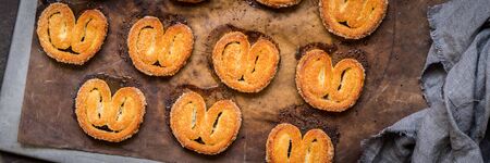 Palmier, Elephant Ear Cookies on the Baking Tray, banner