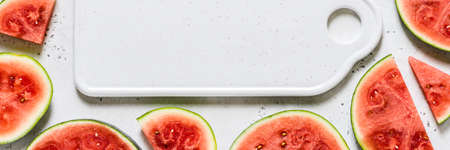 A Frame of Watermelon Slices, banner, copy space space for your textの写真素材