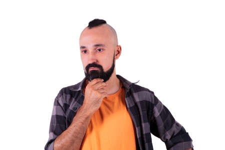 Young hispanic man immerse in deep thinking