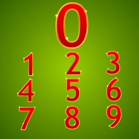 Red numbers in gold frameのイラスト素材