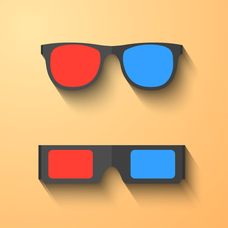 3D glasses illustration isolated on background.Flat style designのイラスト素材