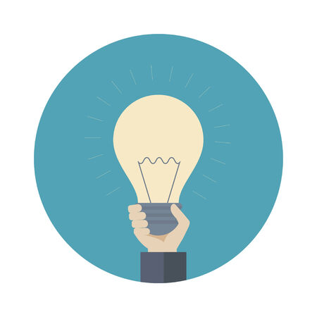bulb idea with human handのイラスト素材