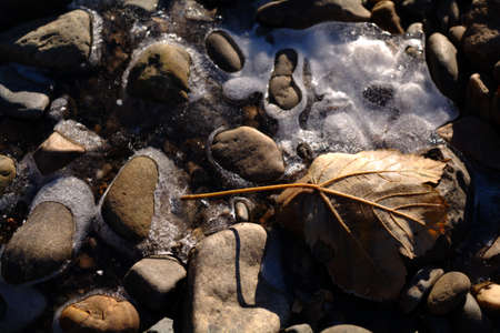 Stones and ice.の写真素材