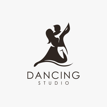 Couple dancing studio logo vector icon template on white backgroundのイラスト素材