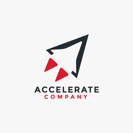 abstract minimalist accelerate rocket logo icon vector template with negative space style on white backgroundのイラスト素材