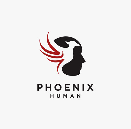 Human Phoenix logo icon vector template on white backgroundのイラスト素材