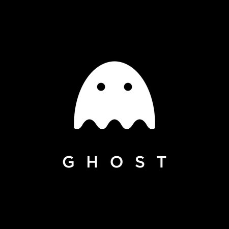 Simple ghost logo icon vector template on black backgroundのイラスト素材
