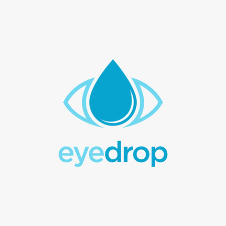 Eye and water drop logo icon, healthcare eye logo template on white backgroundのイラスト素材