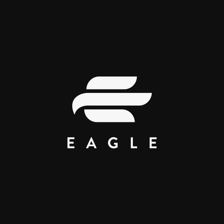 Abstract E letter for eagle logo icon vector template on black backgroundのイラスト素材