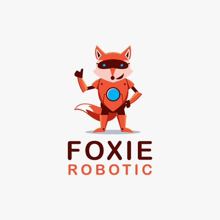 Fox robot cartoon mascot logo vector illustration on white backgroundのイラスト素材