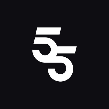 55 monogram logo icon vector template on black background