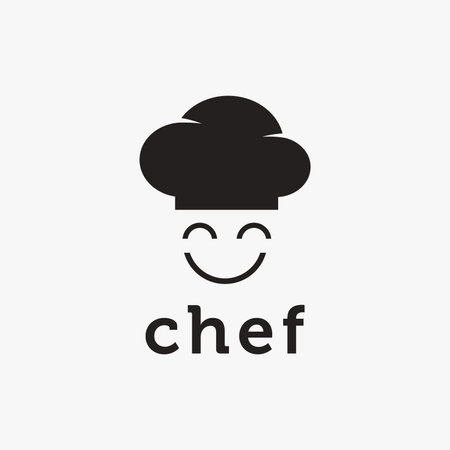 Minimalist smiling chef logo icon vector template on white backgroundのイラスト素材