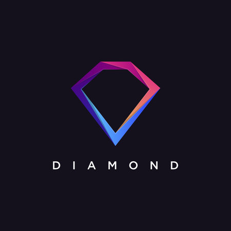 Modern colorful blue diamond logo icon vector template on dark backgroundのイラスト素材