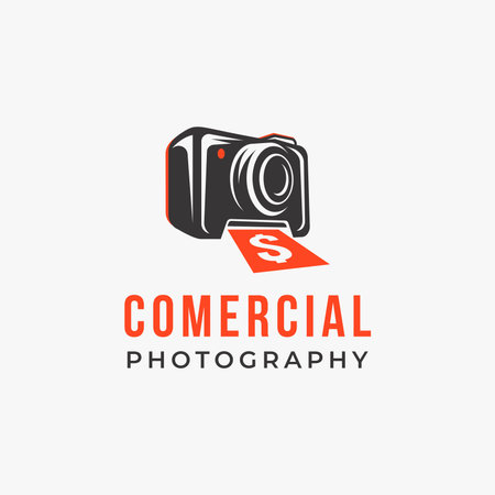 Commercial photography logo icon vector template, camera printing money logo icon on white...