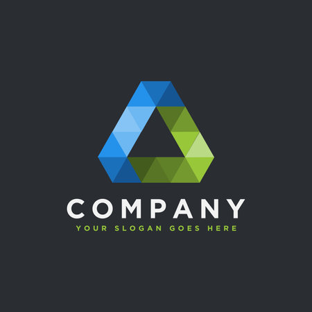 Abstract triangle logo icon vector template on black backgroundのイラスト素材